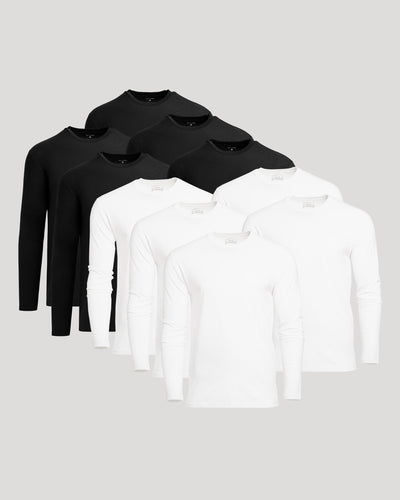 Black & White Classic Long Sleeve Crew Neck 10-Pack