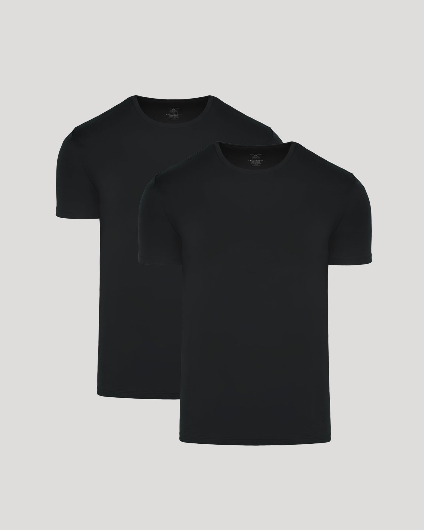 Black Premium Pima Crew Neck 2-Pack T-shirts on light gray background.