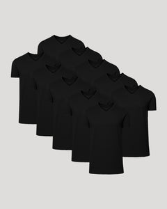 True ClassicMen's Tall Classic V-Neck T-Shirt multipack display, staggered arrangement.