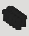 All Black Curved Hem Classic Crew Neck 10-Pack, staggered layout.