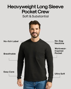 True ClassicMen's Black Heavyweight Long Sleeve Pocket Crew from Black Friday Winter Doorbuster 7-Pack.