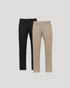 Black & Khaki Straight Chino Pants 2-Pack on neutral background.