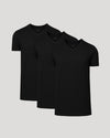 Black Short Sleeve Tall Classic V-Neck 3-Pack arranged on light-gray background.