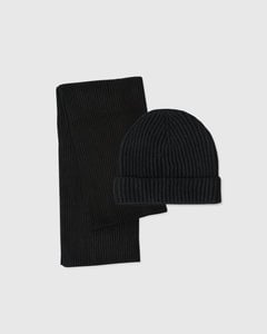 True ClassicBlack Sweater Beanie and Scarf Set