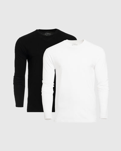 Black & White Long Sleeve Crew Neck 2-Pack