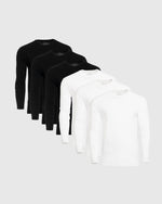 Black & White Classic Long Sleeve Crew Neck 6-Pack