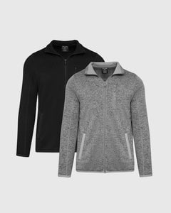 True ClassicBlack and Gray Sweater Fleece Jacket 2-Pack