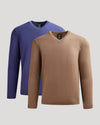Truffle & Blueberry Dressy V-Neck Sweater 2-Pack on display.