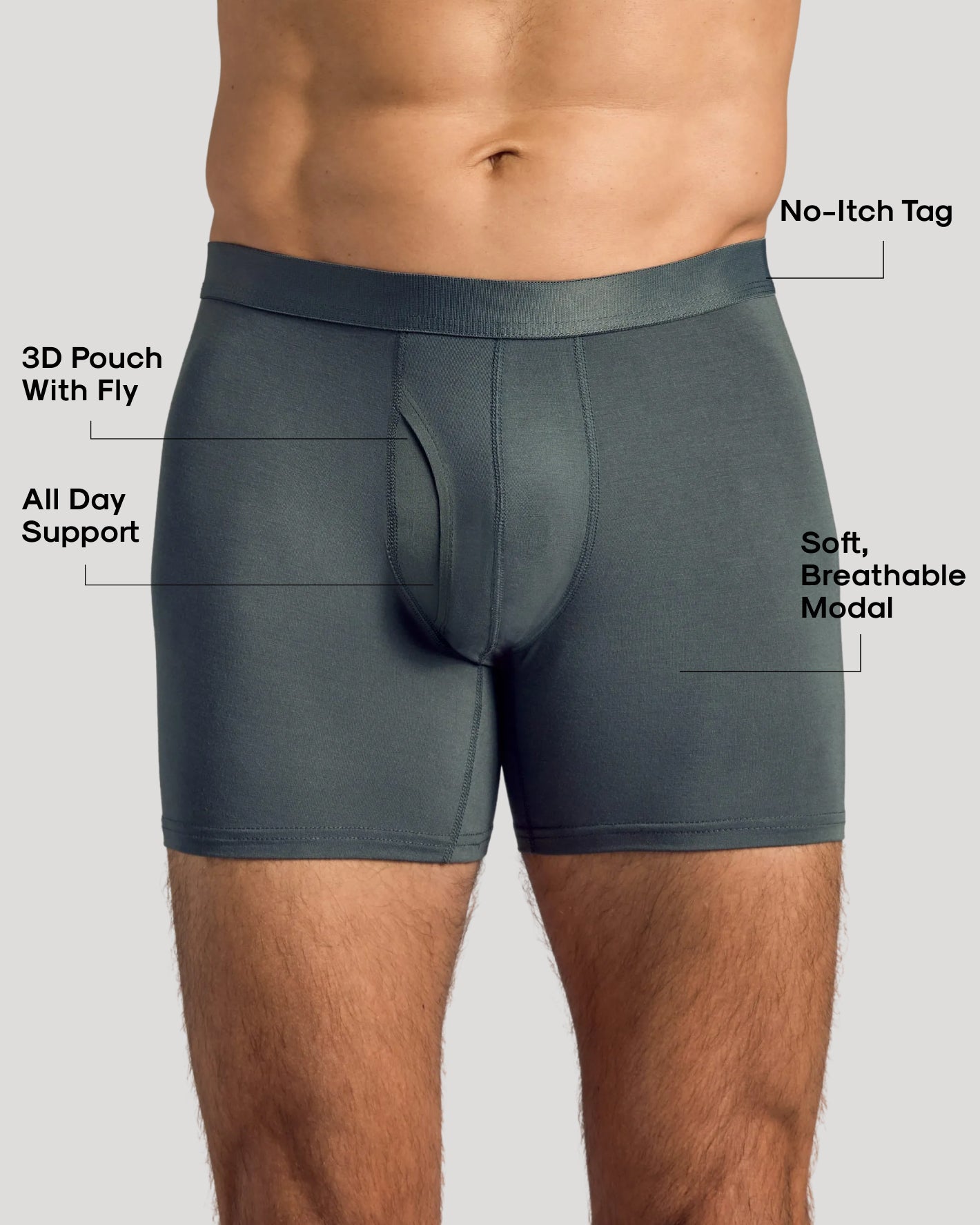 Carbon Boxer Briefs W/ Fly 6-Pack