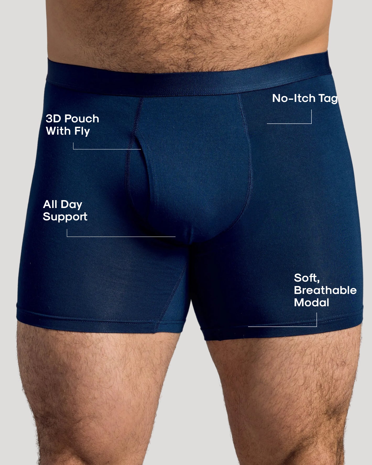 Navy Boxer Briefs W/ Fly 3-Pack