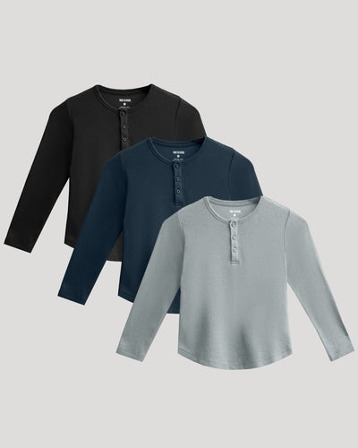 Boys' Waffle Long Sleeve Henley 3-Pack