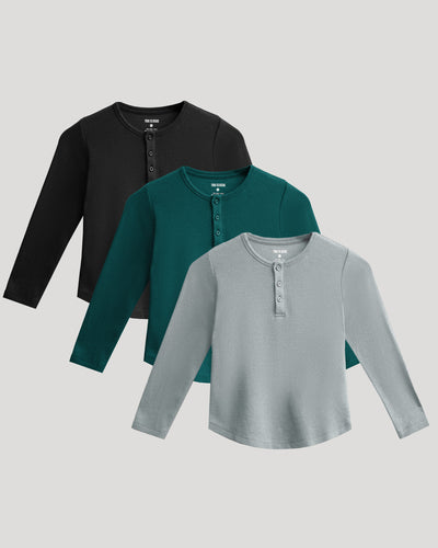 Boys' Waffle Long Sleeve Henley 3-Pack
