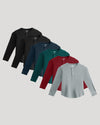 Boys' Waffle Long Sleeve Henley 6-Pack arranged in a fan display.