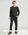 Boys' Black & Navy Fleece Joggers 2-Pack on smiling boy.