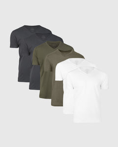 True ClassicCarbon Green Classic V-Neck 6-Pack in staggered display.