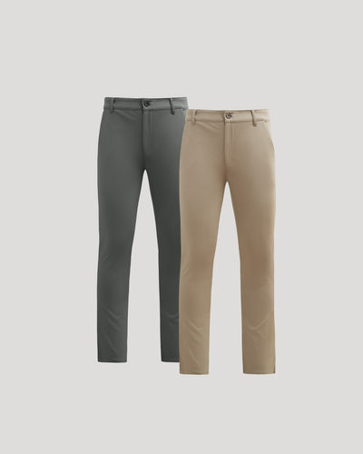 Carbon & Khaki Slim Comfort Knit Chino 2-Pack