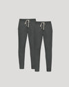 Charcoal Heather Gray Fleece French Terry Joggers 2-Pack with drawcords.