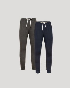 True ClassicCharcoal & Dark Heather Navy Active Jogger 2-Pack with drawstrings.