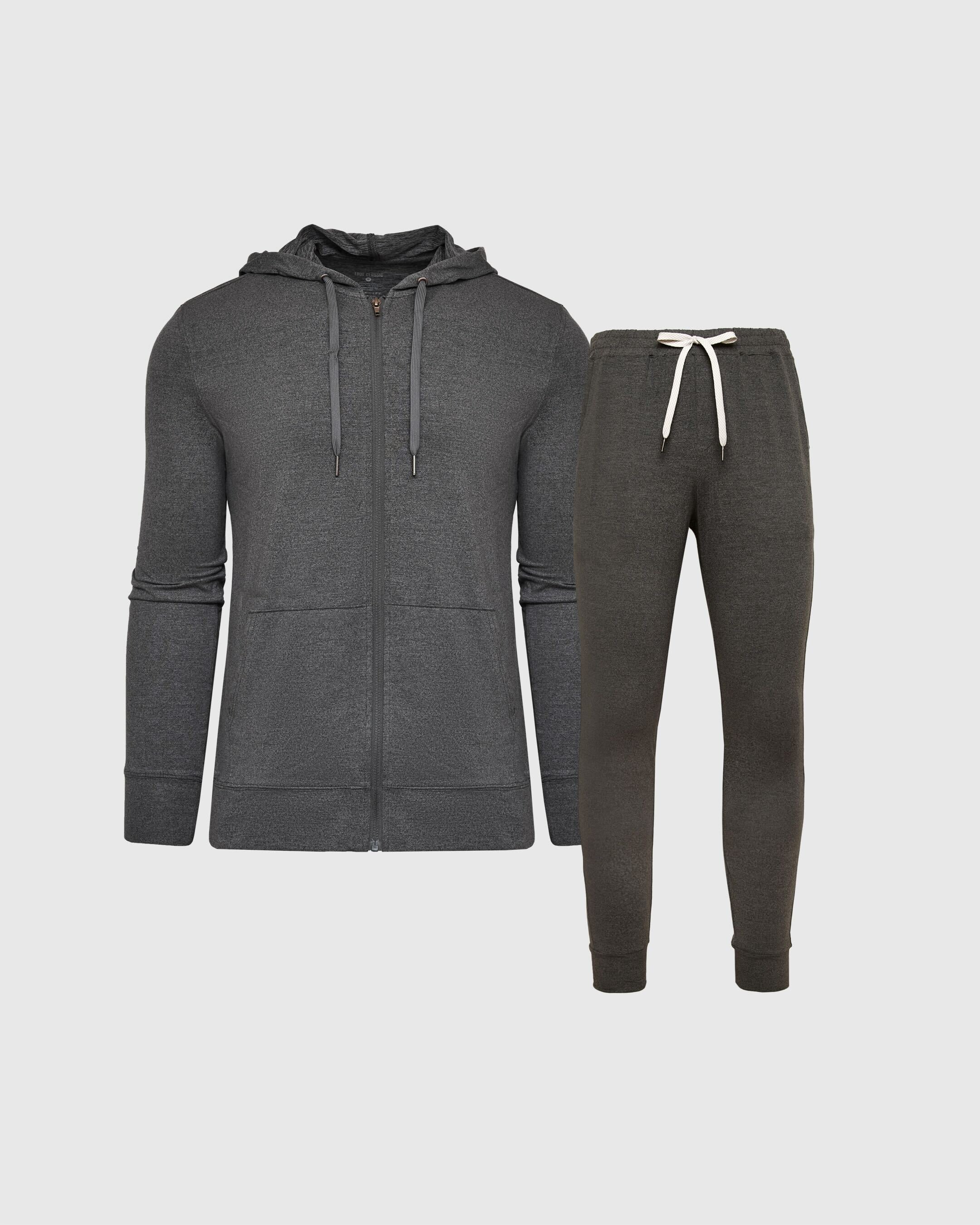 Charcoal Heather Active Comfort Full Zip and Jogger Set