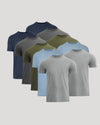 Classic Crew 10-Pack of plain, short-sleeve T-shirts arranged in rows.
