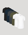 Classic Curved Hem Crew 6-Pack T-shirts, fanned display, showcasing versatile design.