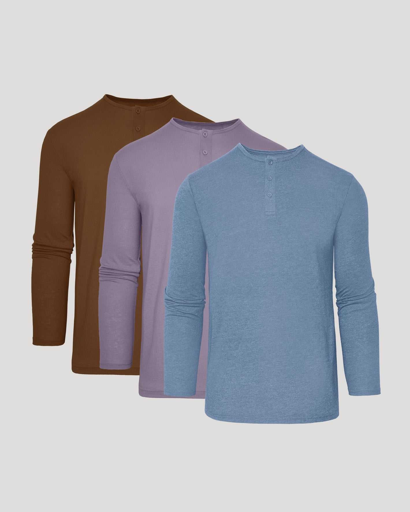 Seasonal Classic Long Sleeve Henley 3-Pack displayed side-by-side.