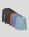 Seasonal Classic Long Sleeve Henley 6-Pack, gradient muted colors, crew collar.