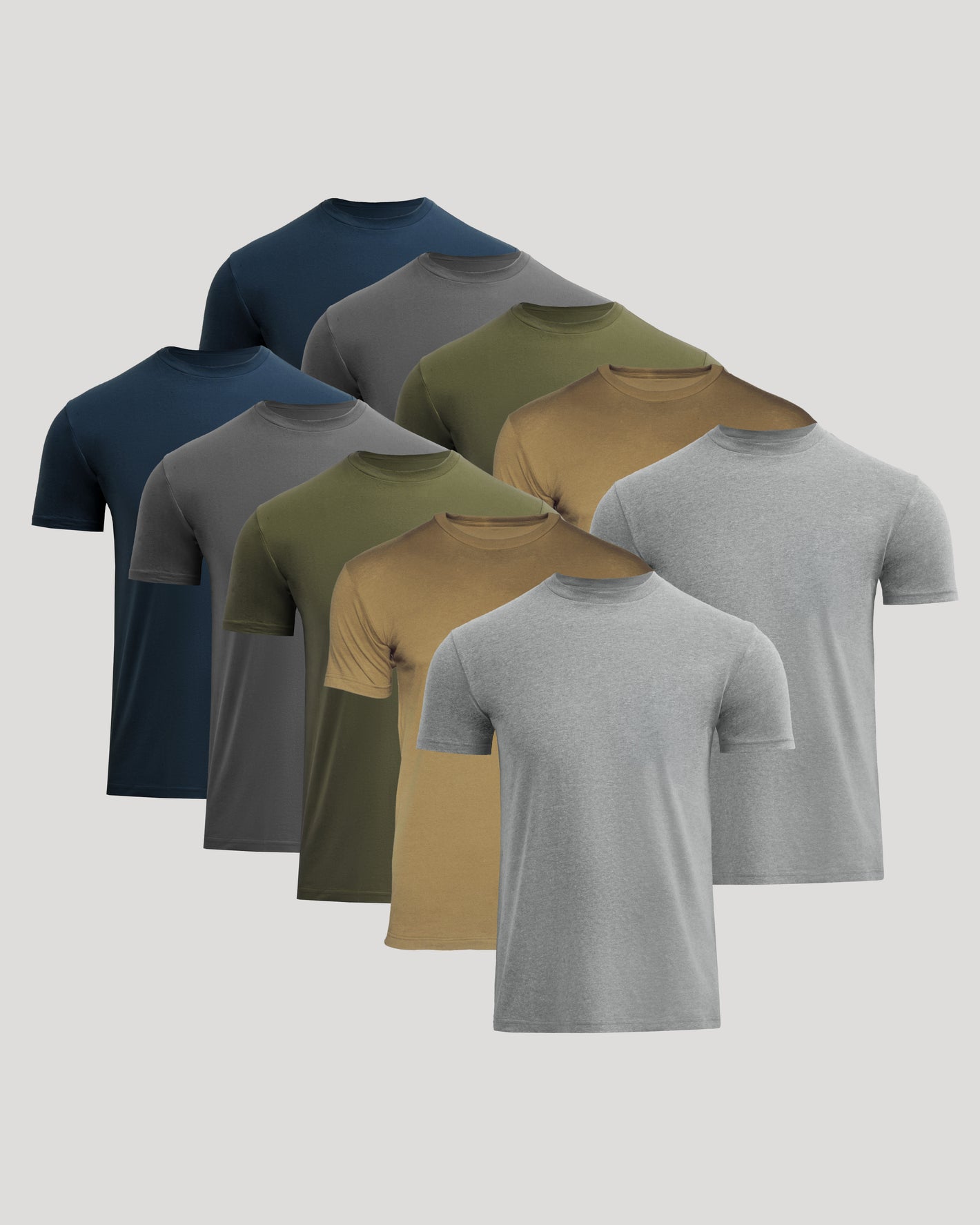 Classic Crew 10-Pack of men's fitted T-shirts, overlapping display.