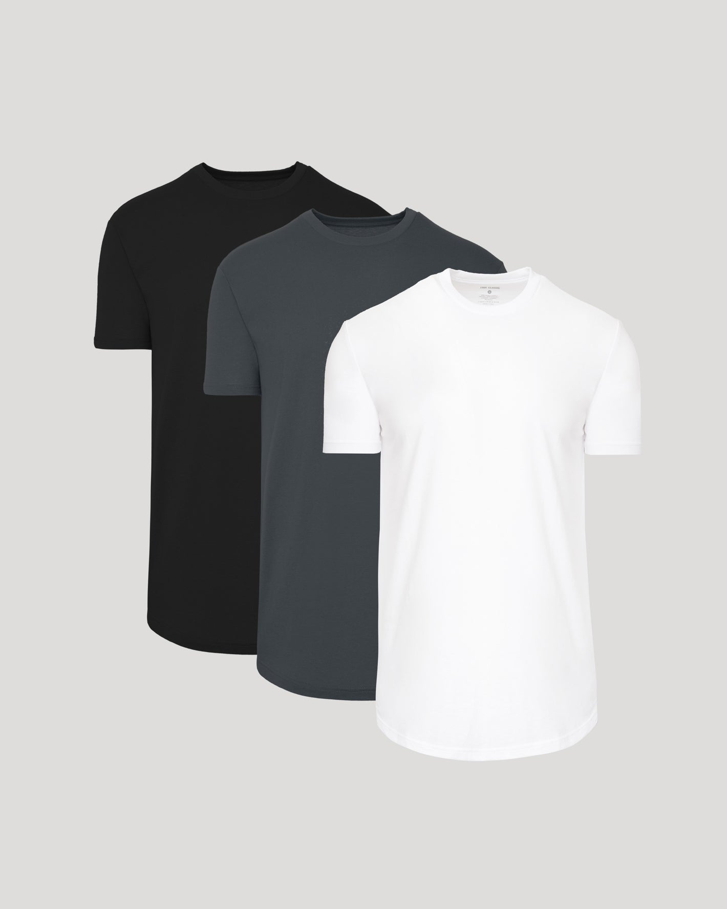 Classic Short Sleeve Tall Curved Hem Crew 3-Pack, layered display.