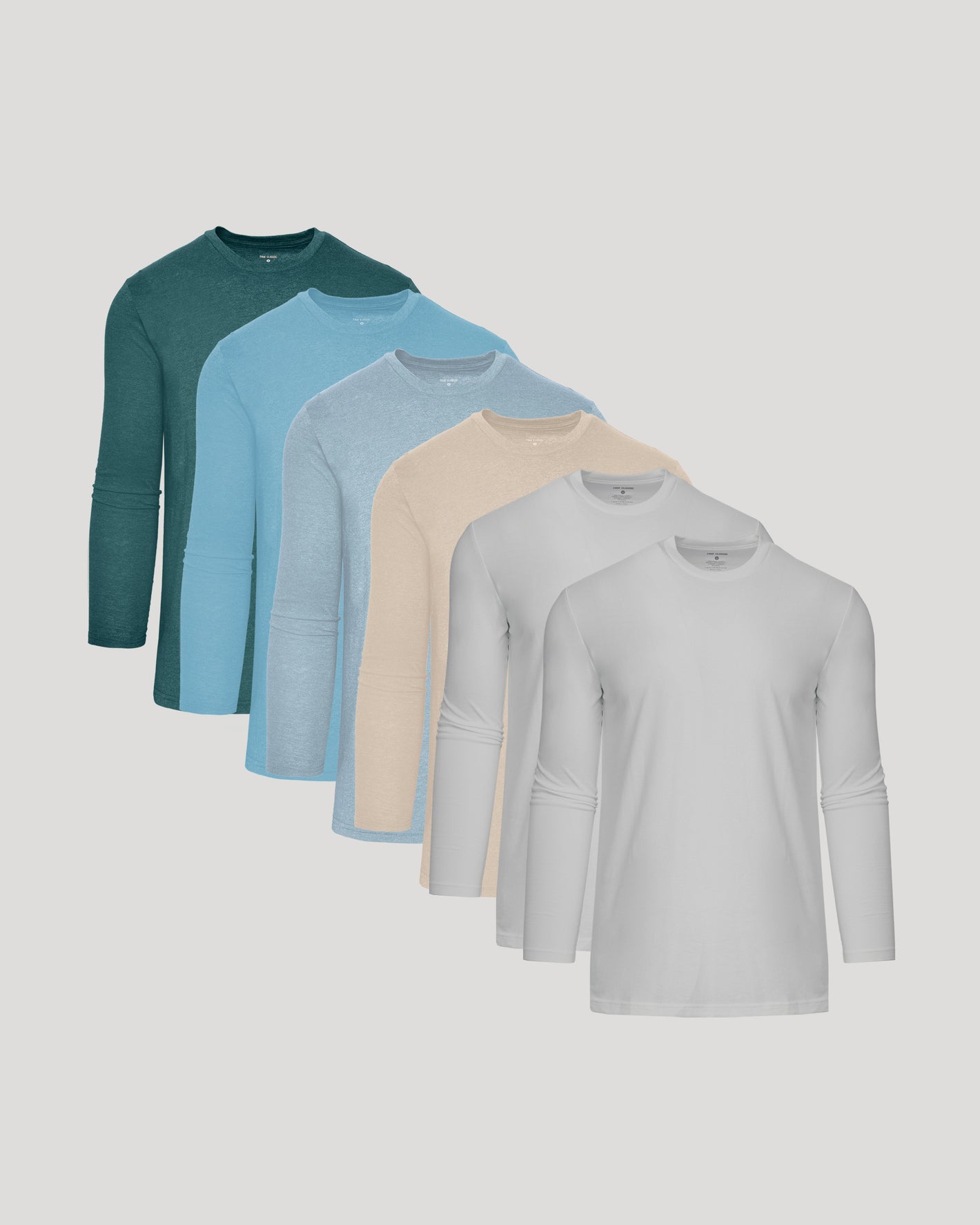 Limited Tall Long Sleeve T-Shirt 6-Pack, fanned display, assorted colors.