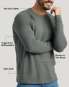 Carbon Classic Long Sleeve Crew Neck highlighting comfort features.