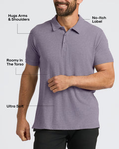 True ClassicDark Heather Amethyst Short Sleeve Polo