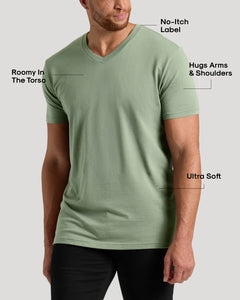 True ClassicSage Green Tall Short Sleeve V-Neck