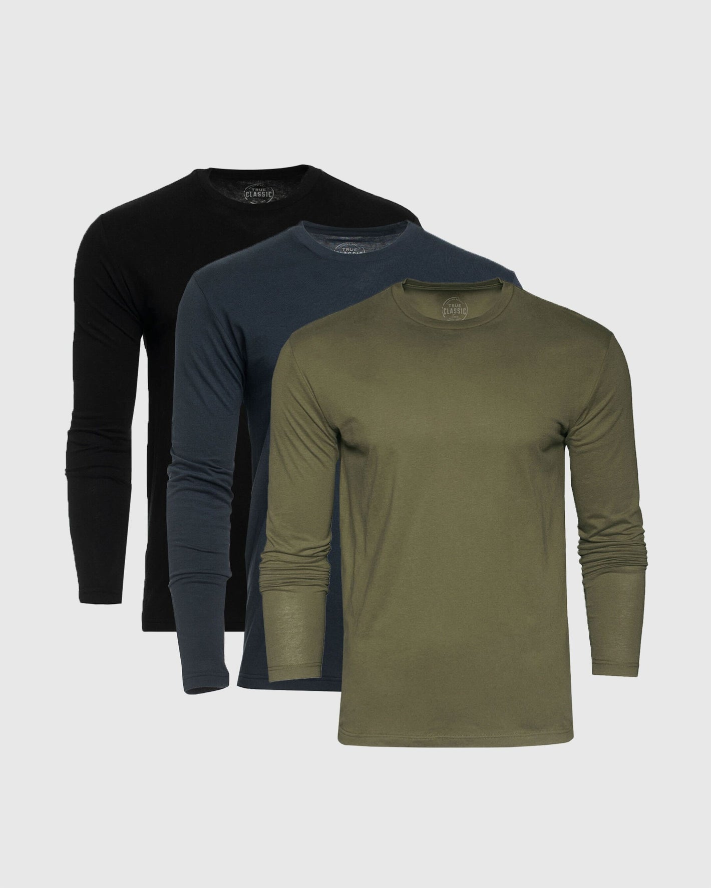 True Classic Men’s Long Sleeve Crew Neck Tee – Soft Cotton Stretch Fit
