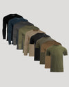 Cool Tones Variety 9-Pack of long and short sleeve crew-neck shirts.