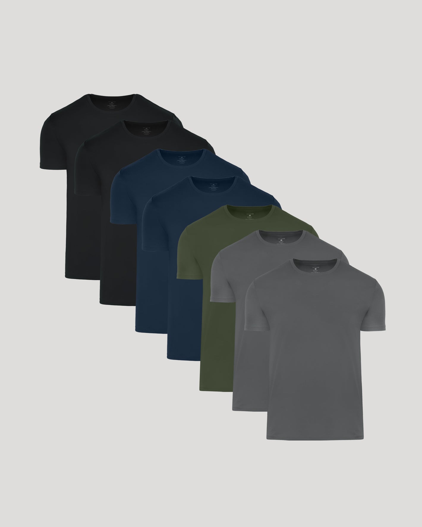 Core Premium Pima Crew Neck 7-Pack: seven neatly arranged, solid-color tees.
