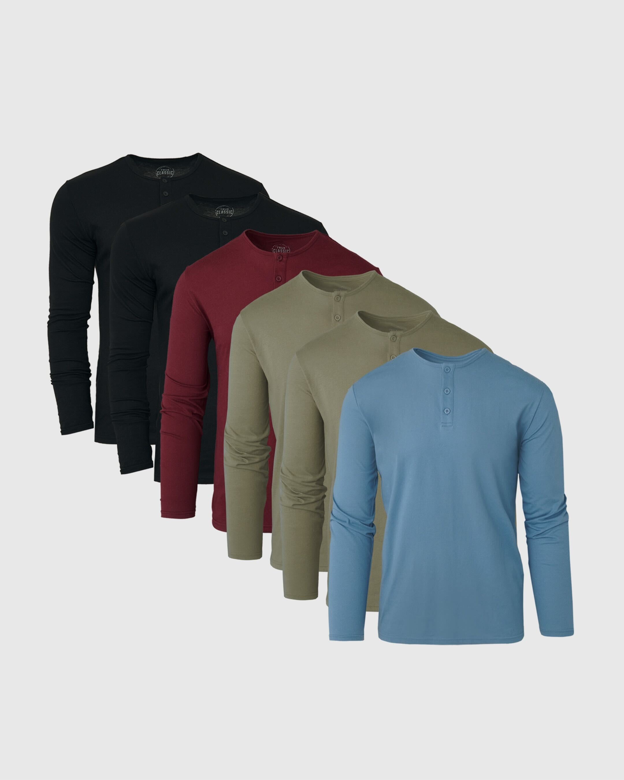 Core Color Long Sleeve Henley 6-Pack