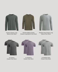 True ClassicCyber Monday Classic Crew Flash Deal 9-Pack: six crew-neck tees, mixed sleeves.