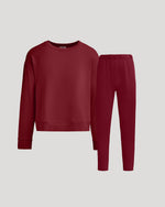 Womens Dark Maroon Slouch Pullover Crew & Relaxed Jogger 2-Pack