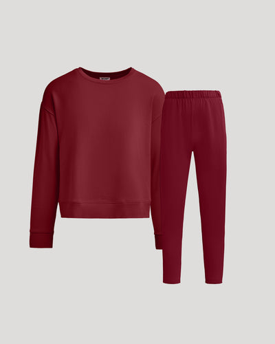 Pullover Crew & Jogger Set - Dark Maroon