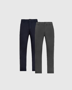 True ClassicNavy and Gray Slim Comfort Knit Chino Pant 2-Pack