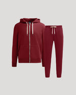 Dark Maroon Full Zip Fleece Hoodie & Jogger 2-Pack