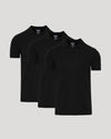 All Black Dressy Polo 3-Pack, staggered display, classic collar, short sleeves.