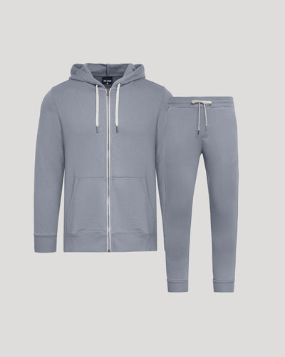 Fleece Full Zip Hoodie - Dusty Blue