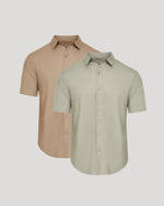 Dusty Taupe and Moss Oak Short Sleeve Linen Shirt 2-Pack