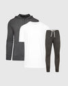Spike Training Top and Bottom 3-Pack with hoodie, T-shirt, joggers.
