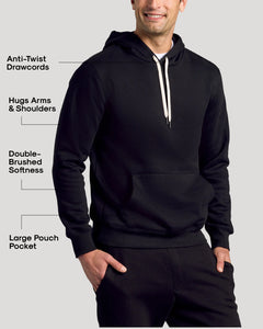 True ClassicSudadera con capucha tipo jersey de felpa francesa negra