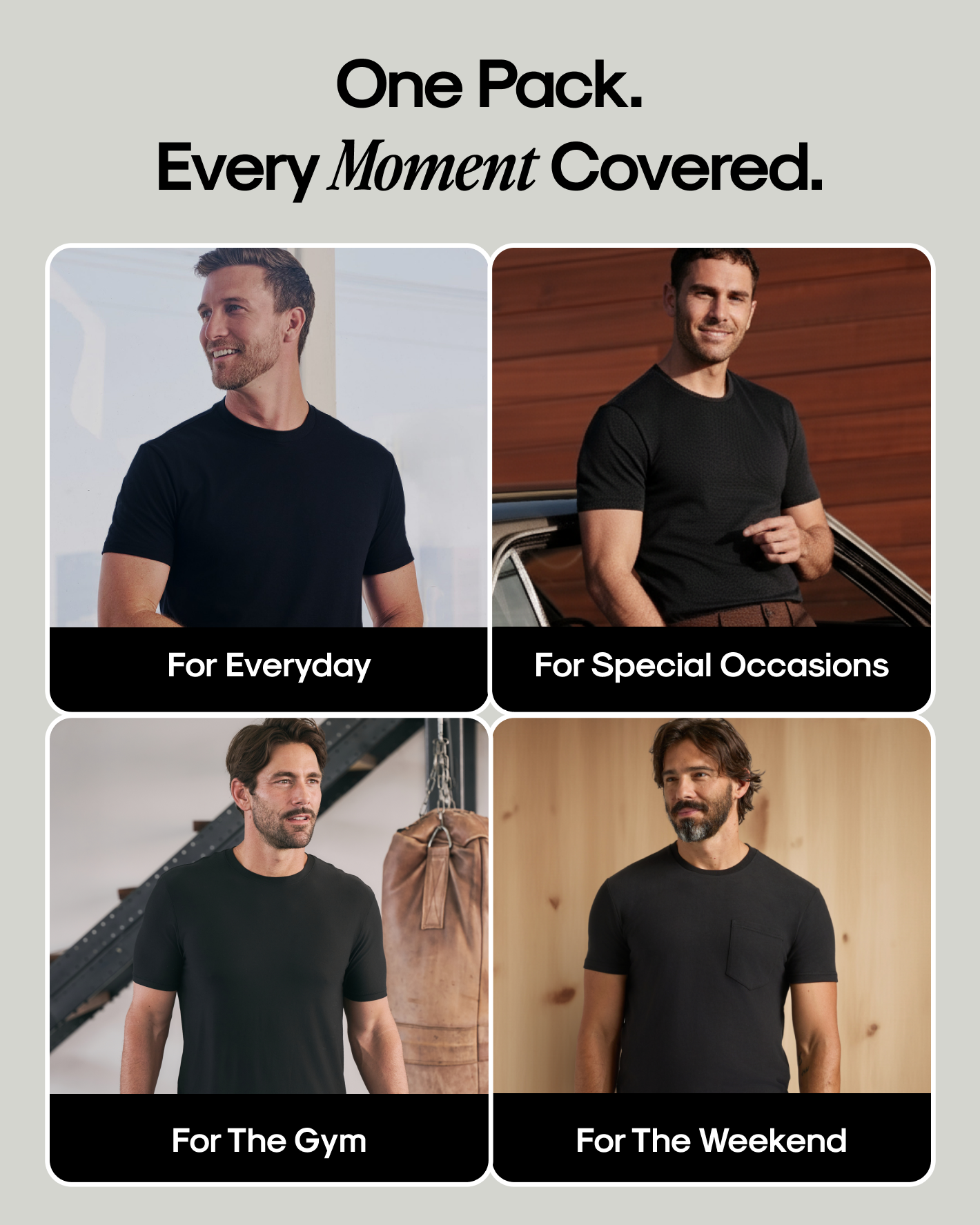 The Ultimate Black Crew Bundle 4-Pack in versatile scenarios.