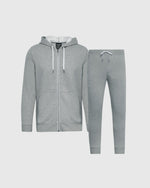 Dark Heather Gray Full Zip Fleece Hoodie & Jogger 2-Pack