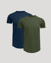 Grove & Navy Tall Premium Pima Crew Curved Hem 2-Pack T-shirts.